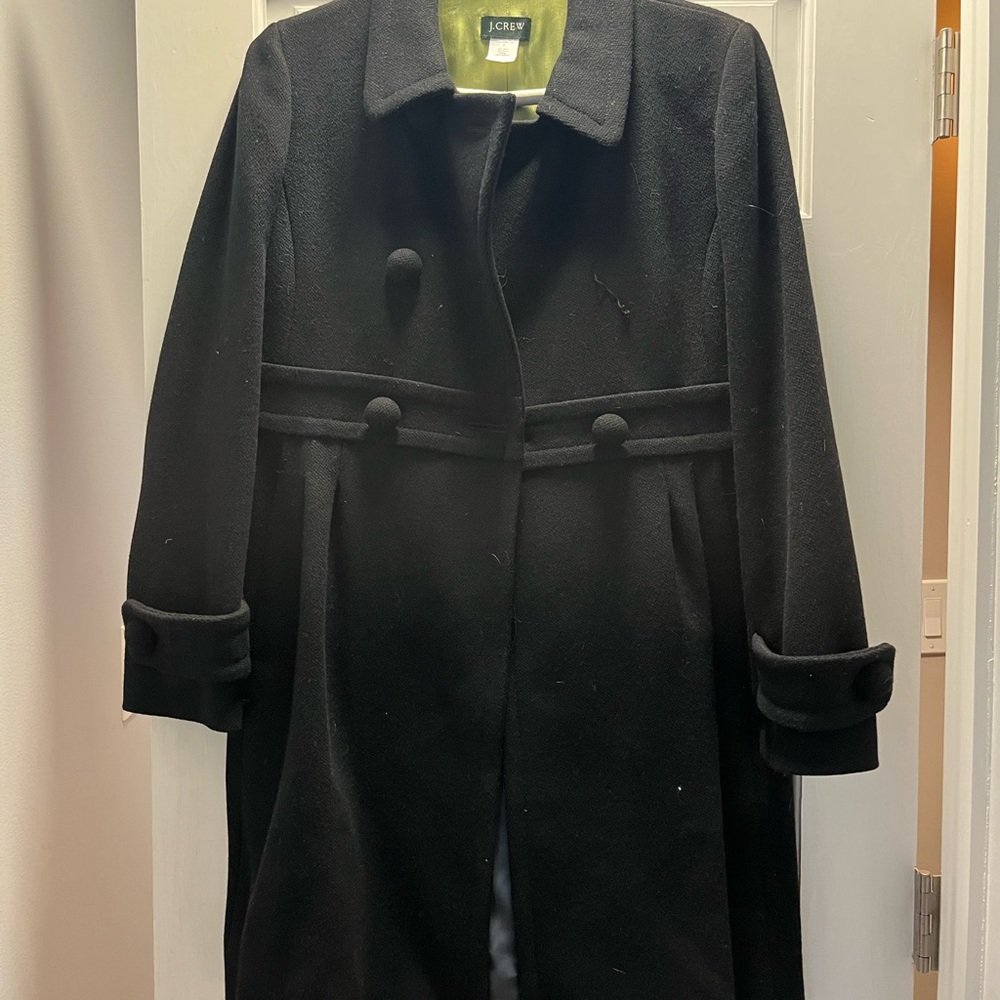 Womens Black J.Crew mid length Coat size 8